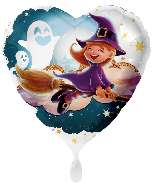 Folienballon - Hexe mit Gespenst - ø 43cm